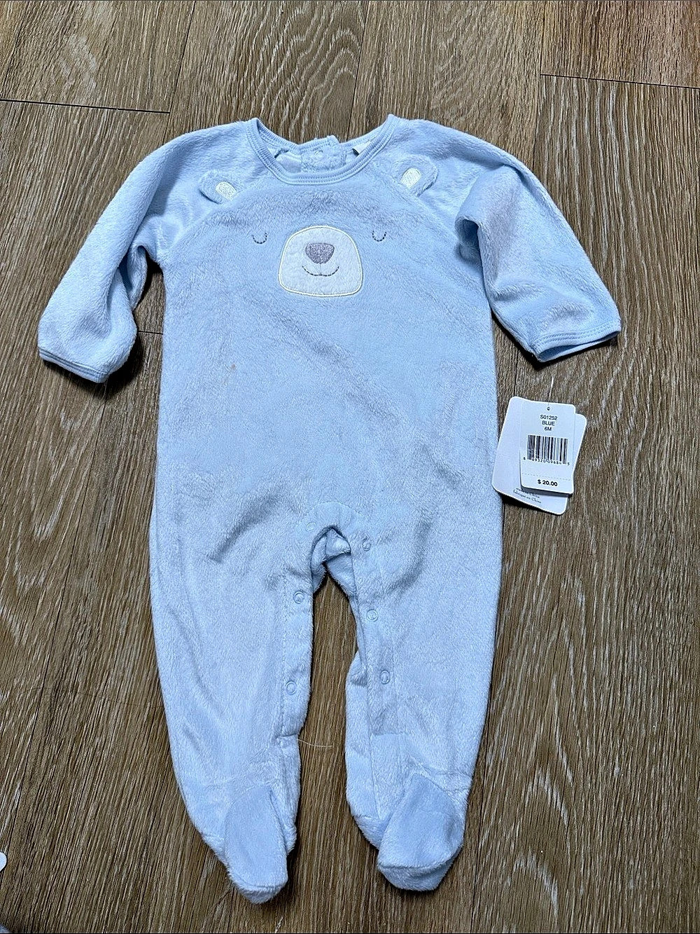 Sterling Baby Blue Bear Footie Size 6M NWT